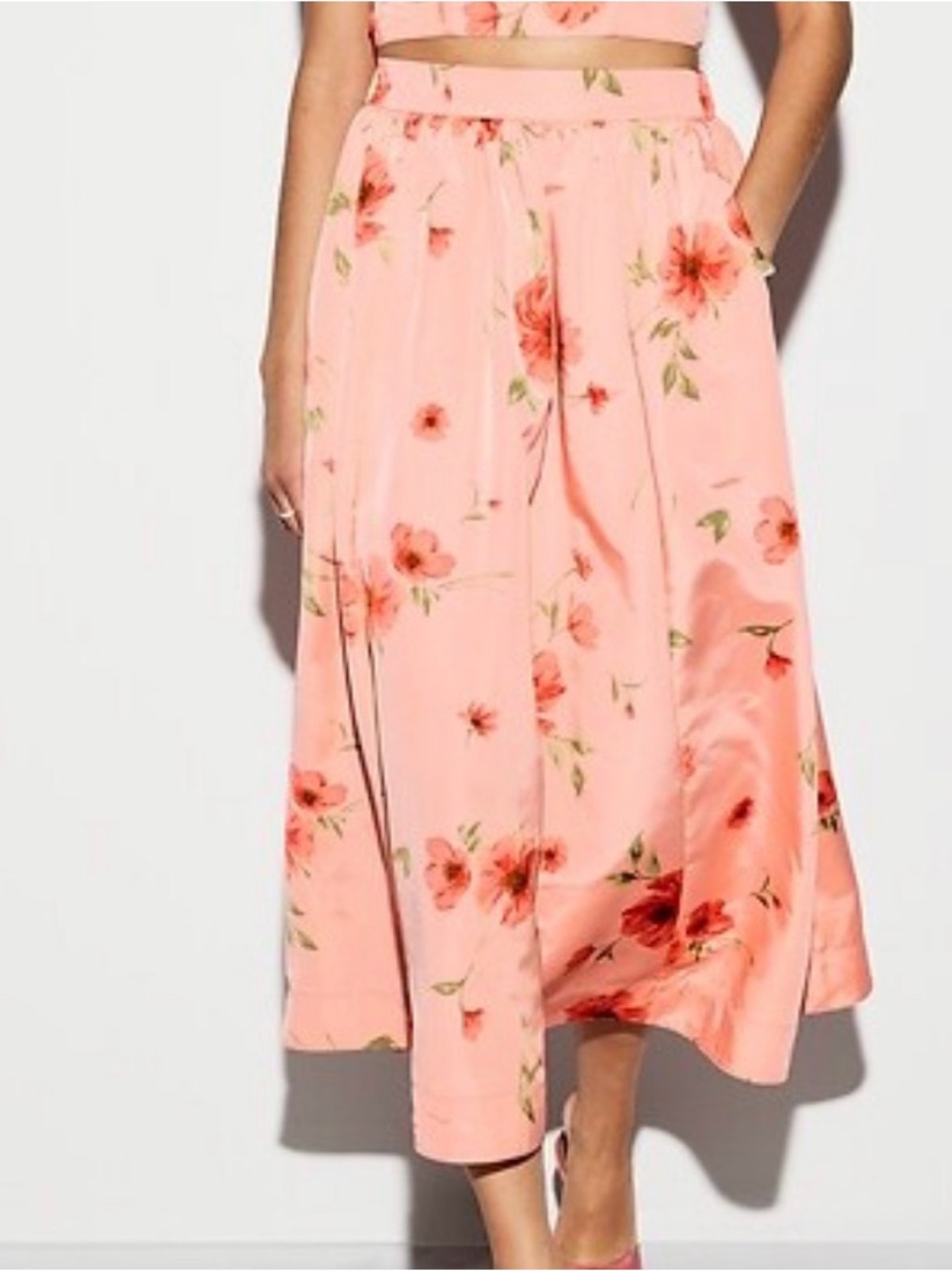 The Occasion by Old Navy Pink Floral Midi Skirt NWT